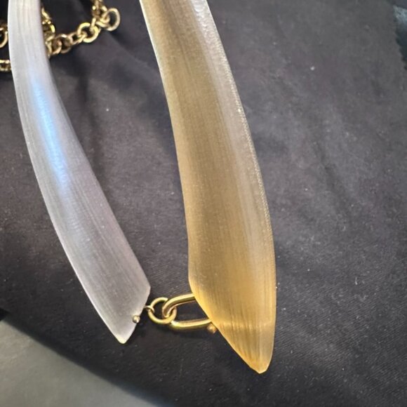 Alexis Bittar Lucite Statement Necklace Gold Silver Signed - Picture 5 of 9